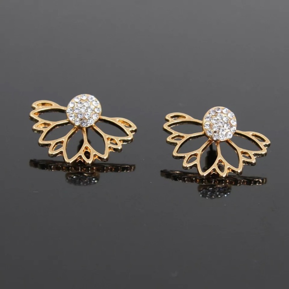 🆕 Sparkle Flower Earring Stud Jacket - Picture 7 of 7
